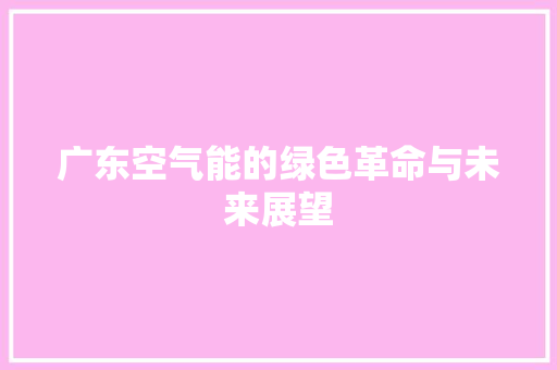 广东空气能的绿色革命与未来展望