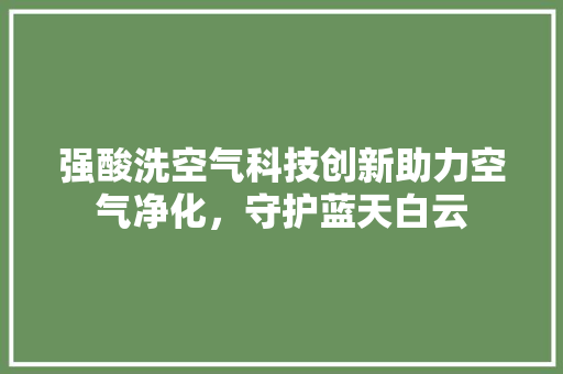 强酸洗空气科技创新助力空气净化，守护蓝天白云 汽车维修