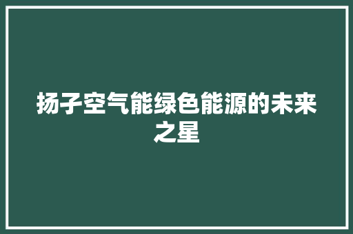 扬孑空气能绿色能源的未来之星
