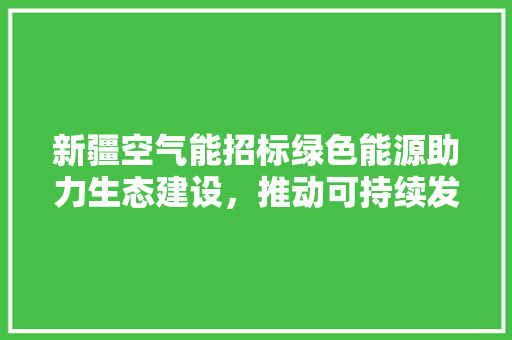 新疆空气能招标绿色能源助力生态建设，推动可持续发展