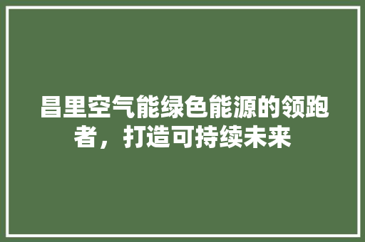 昌里空气能绿色能源的领跑者，打造可持续未来