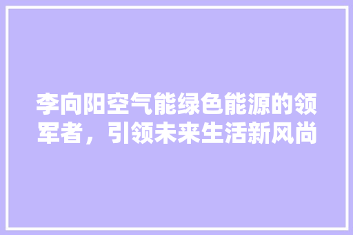 李向阳空气能绿色能源的领军者，引领未来生活新风尚 墙体维修