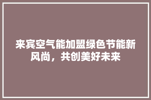 来宾空气能加盟绿色节能新风尚，共创美好未来 厨房维修