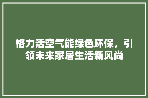 格力活空气能绿色环保，引领未来家居生活新风尚