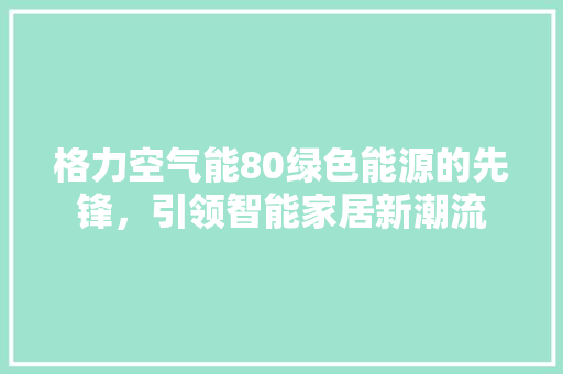 格力空气能80绿色能源的先锋，引领智能家居新潮流