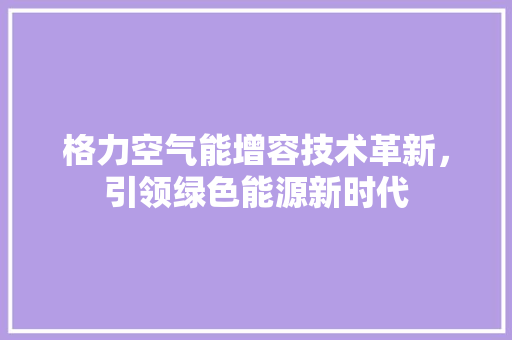 格力空气能增容技术革新，引领绿色能源新时代