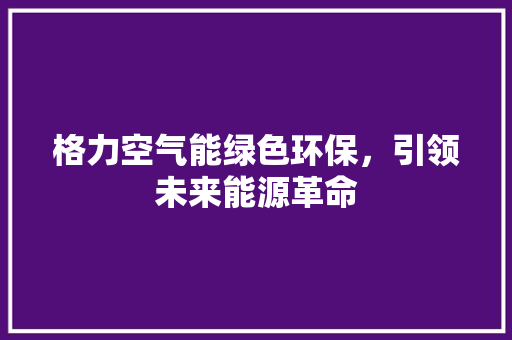 格力空气能绿色环保，引领未来能源革命