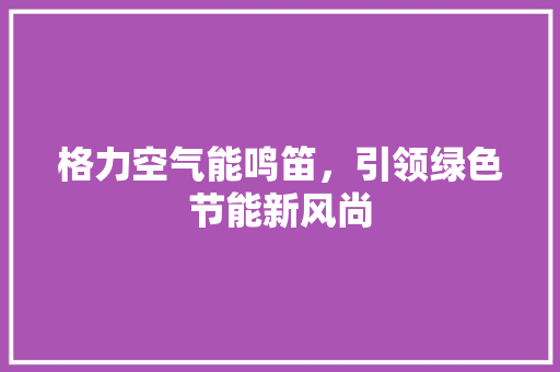 格力空气能鸣笛，引领绿色节能新风尚
