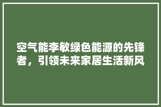空气能李敏绿色能源的先锋者，引领未来家居生活新风尚