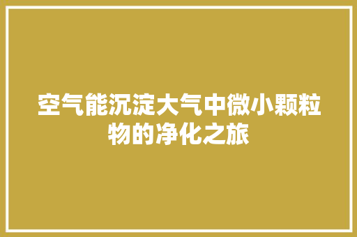 空气能沉淀大气中微小颗粒物的净化之旅