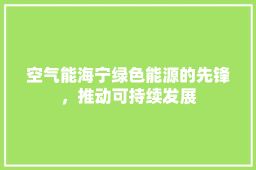 空气能海宁绿色能源的先锋，推动可持续发展