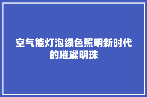 空气能灯泡绿色照明新时代的璀璨明珠 厨房维修