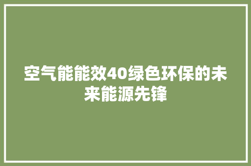 空气能能效40绿色环保的未来能源先锋