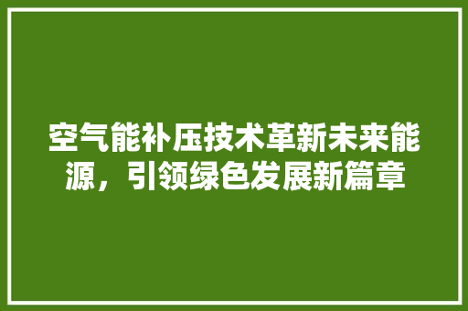 空气能补压技术革新未来能源，引领绿色发展新篇章