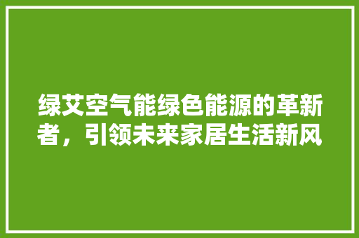 绿艾空气能绿色能源的革新者，引领未来家居生活新风尚