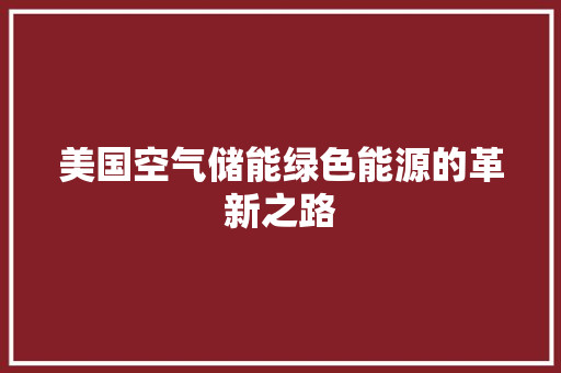 美国空气储能绿色能源的革新之路