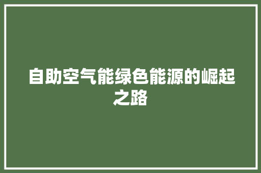 自助空气能绿色能源的崛起之路