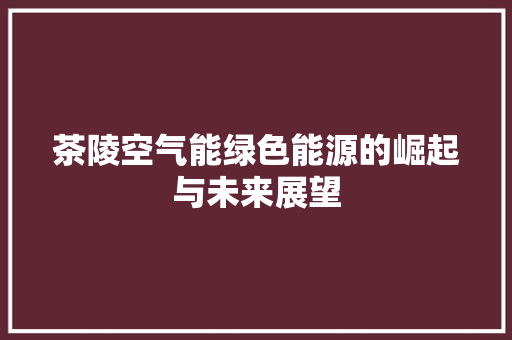茶陵空气能绿色能源的崛起与未来展望