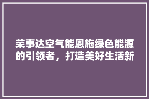 荣事达空气能恩施绿色能源的引领者，打造美好生活新篇章