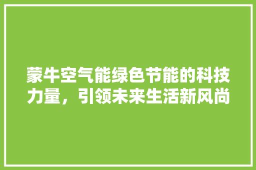 蒙牛空气能绿色节能的科技力量，引领未来生活新风尚 厨房维修
