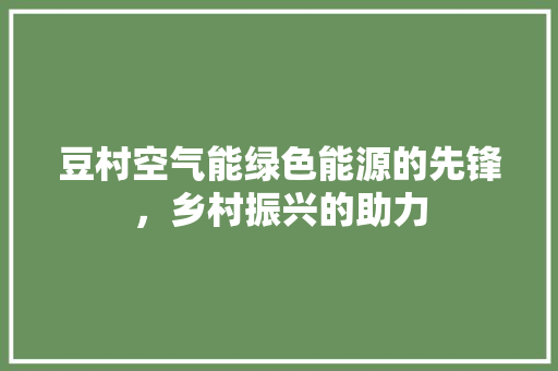 豆村空气能绿色能源的先锋，乡村振兴的助力
