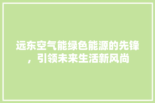 远东空气能绿色能源的先锋，引领未来生活新风尚