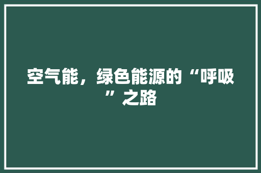 空气能，绿色能源的“呼吸”之路