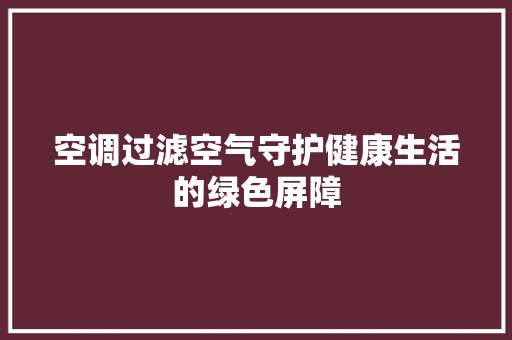 空调过滤空气守护健康生活的绿色屏障
