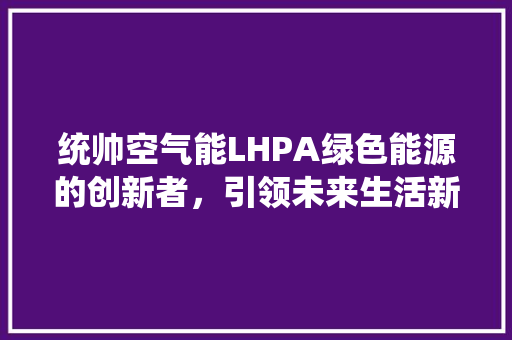 统帅空气能LHPA绿色能源的创新者，引领未来生活新潮流 厨房维修