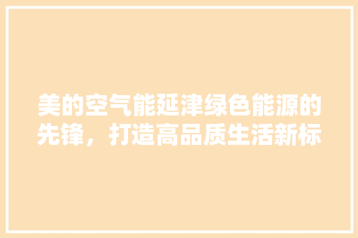 美的空气能延津绿色能源的先锋，打造高品质生活新标杆 综合便民