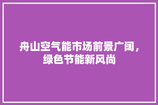 舟山空气能市场前景广阔，绿色节能新风尚 家电维修
