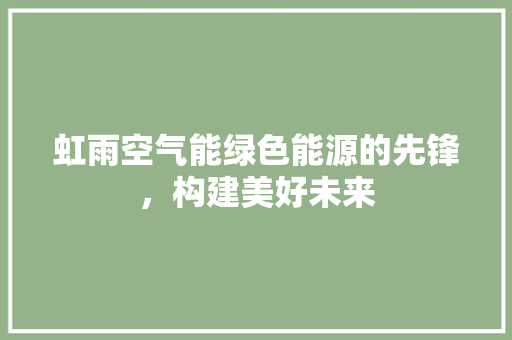 虹雨空气能绿色能源的先锋，构建美好未来 家电维修