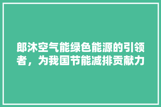 郎沐空气能绿色能源的引领者，为我国节能减排贡献力量 汽车维修