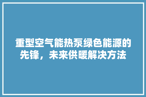 重型空气能热泵绿色能源的先锋，未来供暖解决方法 厨房维修