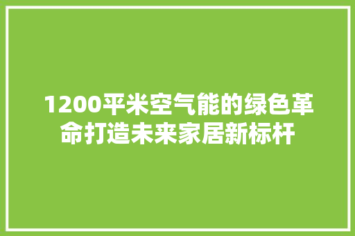 1200平米空气能的绿色革命打造未来家居新标杆