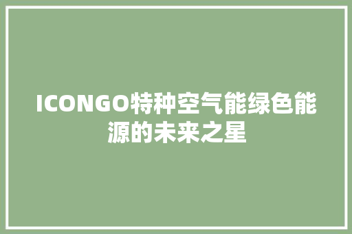 ICONGO特种空气能绿色能源的未来之星 家电维修