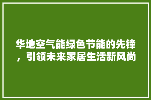 华地空气能绿色节能的先锋，引领未来家居生活新风尚