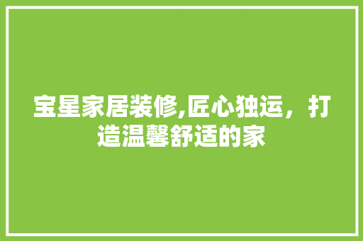 宝星家居装修,匠心独运，打造温馨舒适的家 宝星家居装修,匠心独运，打造温馨舒适的家 汽车维修