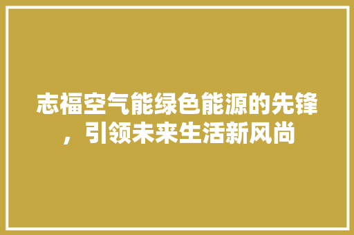 志福空气能绿色能源的先锋，引领未来生活新风尚 家电维修