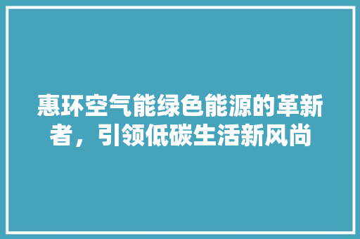 惠环空气能绿色能源的革新者，引领低碳生活新风尚