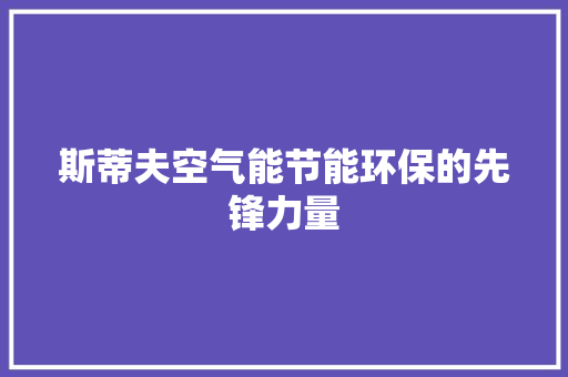 斯蒂夫空气能节能环保的先锋力量