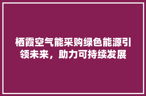 栖霞空气能采购绿色能源引领未来，助力可持续发展 厨房维修