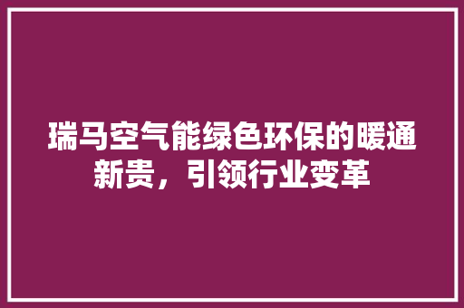 瑞马空气能绿色环保的暖通新贵，引领行业变革