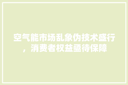 空气能市场乱象伪技术盛行，消费者权益亟待保障 厨房维修