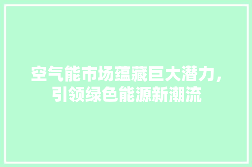 空气能市场蕴藏巨大潜力，引领绿色能源新潮流 厨房维修
