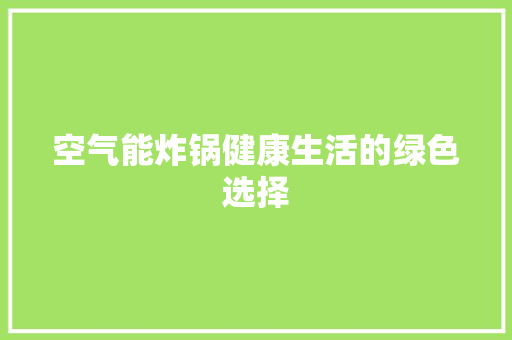 空气能炸锅健康生活的绿色选择