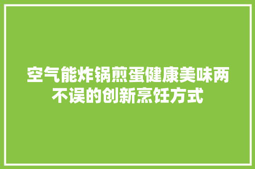 空气能炸锅煎蛋健康美味两不误的创新烹饪方式