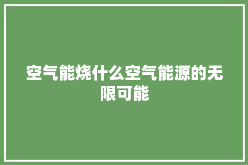空气能烧什么空气能源的无限可能