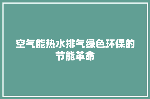 空气能热水排气绿色环保的节能革命 厨房维修