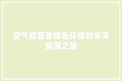 空气能菲菲绿色环保的未来能源之星